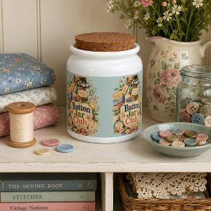 Button Jar Club Cottagecore Sewing Candy Jar