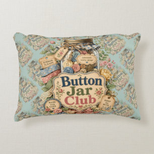 Button Jar Club Cottagecore Sewing Collage Accent Pillow