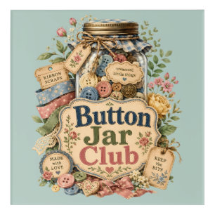 Button Jar Club Cottagecore Sewing Collage Acrylic Print