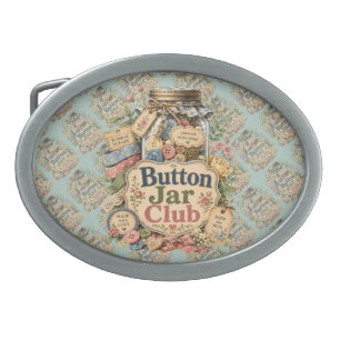 Button Jar Club Cottagecore Sewing Collage Belt Buckle