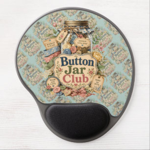 Button Jar Club Cottagecore Sewing Collage Gel Mouse Pad