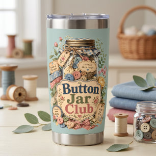 Button Jar Club Cottagecore Sewing Collage Insulated Tumbler