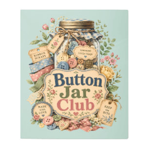 Button Jar Club Cottagecore Sewing Collage Metal Print