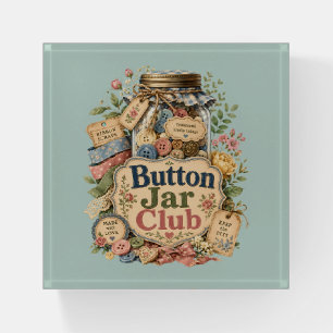 Button Jar Club Cottagecore Sewing Collage Paperweight