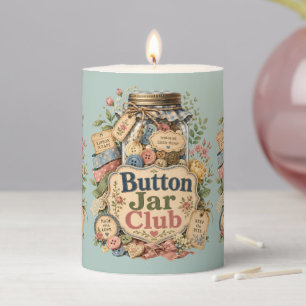 Button Jar Club Cottagecore Sewing Collage Pillar Candle