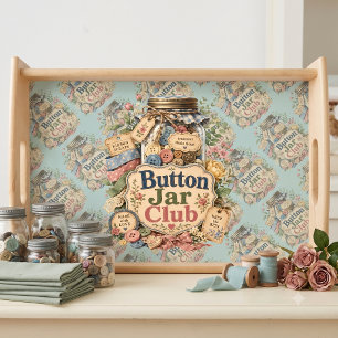 Button Jar Club Cottagecore Sewing Collage Serving Tray