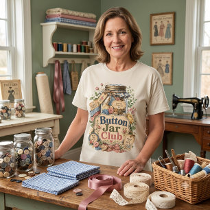 Button Jar Club Cottagecore Sewing Collage T-Shirt