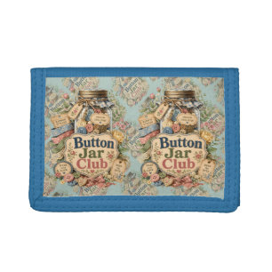 Button Jar Club Cottagecore Sewing Collage Tri-fold Wallet