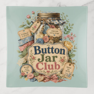 Button Jar Club Cottagecore Sewing Collage Trinket Tray