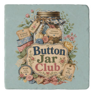 Button Jar Club Cottagecore Sewing Collage Trivet