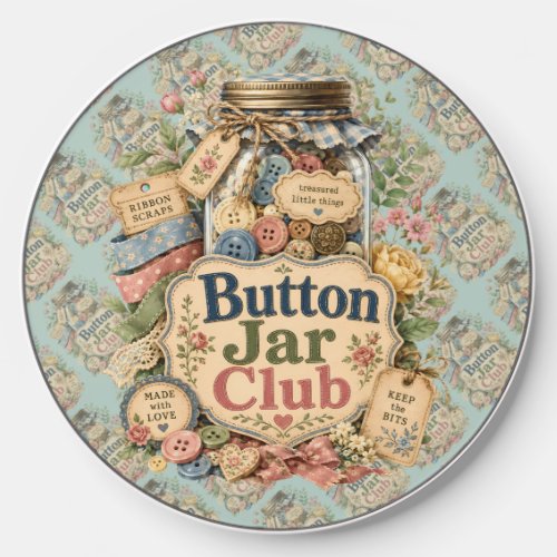 Button Jar Club Cottagecore Sewing Collage Wireless Charger