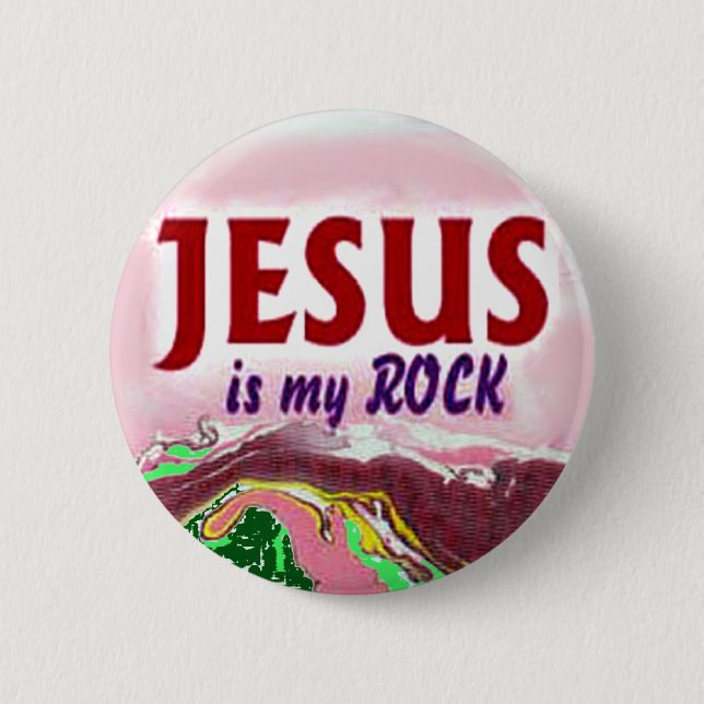button-Jesus is my Rock Pinback Button (Front)