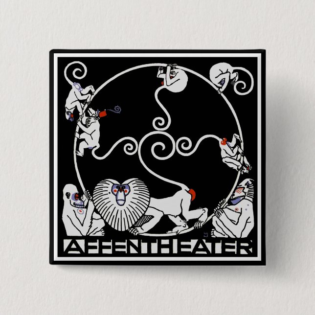 Button: Jugendstil - Affentheater Pinback Button (Front)