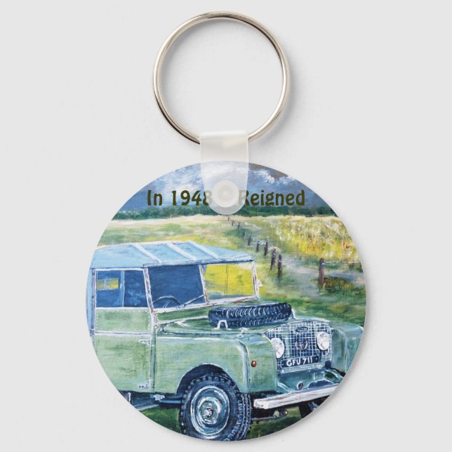 Button Key Ring With Land Rover Print (Front)