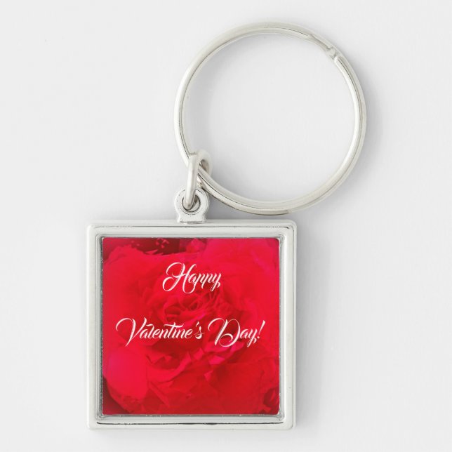 Button Keychain Red Rose Valentine's Day (Front)
