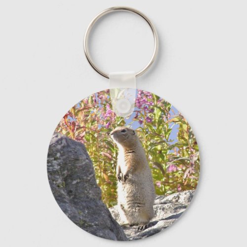 Button Keychain w adorable prairie dog