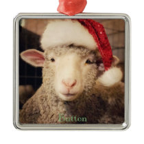 Button Lamb Ornament