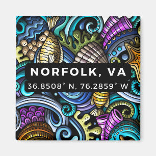 Button Magnet - Coordinates of Norfolk, VA