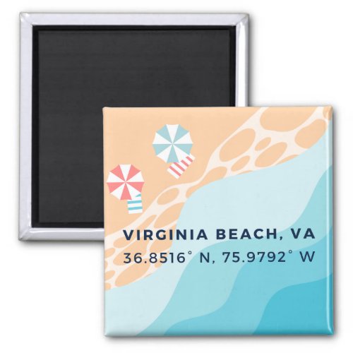 Button Magnet _ Coordinates of Virginia Beach VA 