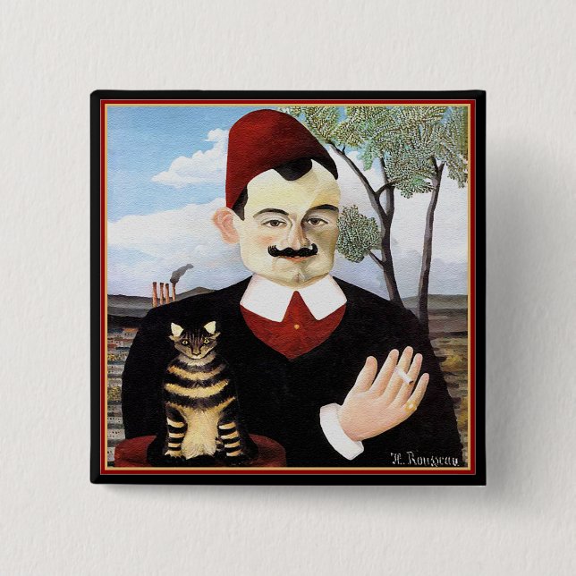 Button: "Man & Cat" by Henri Rousseau Pinback Button (Front)