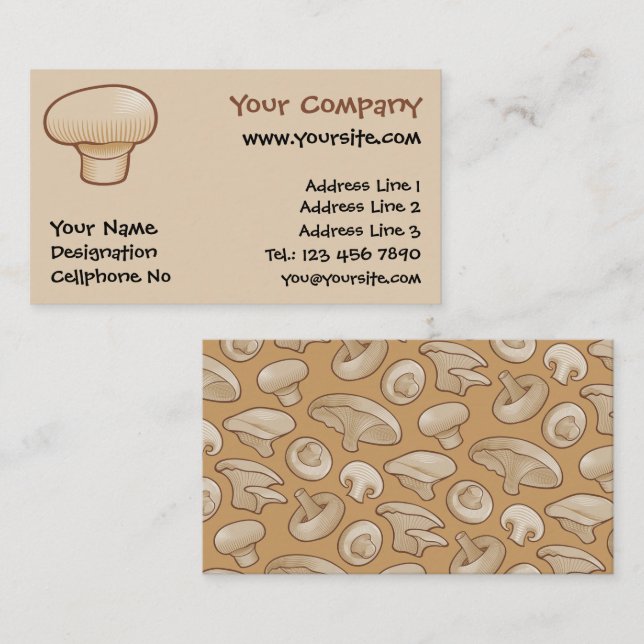 Button Mushroom Icon Business Card (Front/Back)