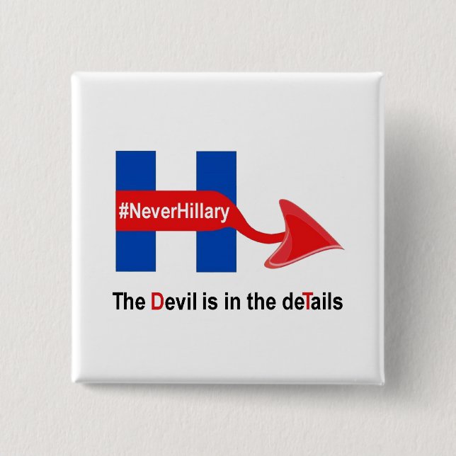 Button Never Hillary Devil Details (Front)