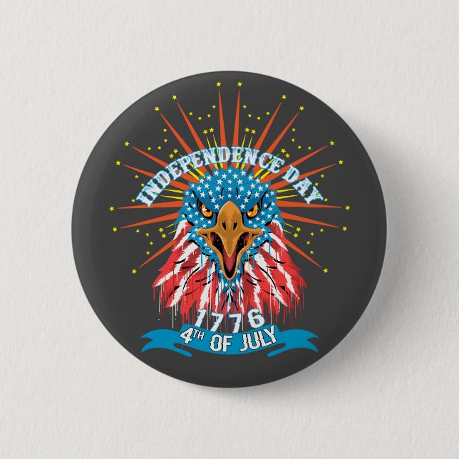 Button pin American beautiful Impressive Eagle gra (Front)