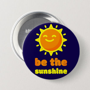 Button Pin Be The Sunshine Navy Blue Sun Badge