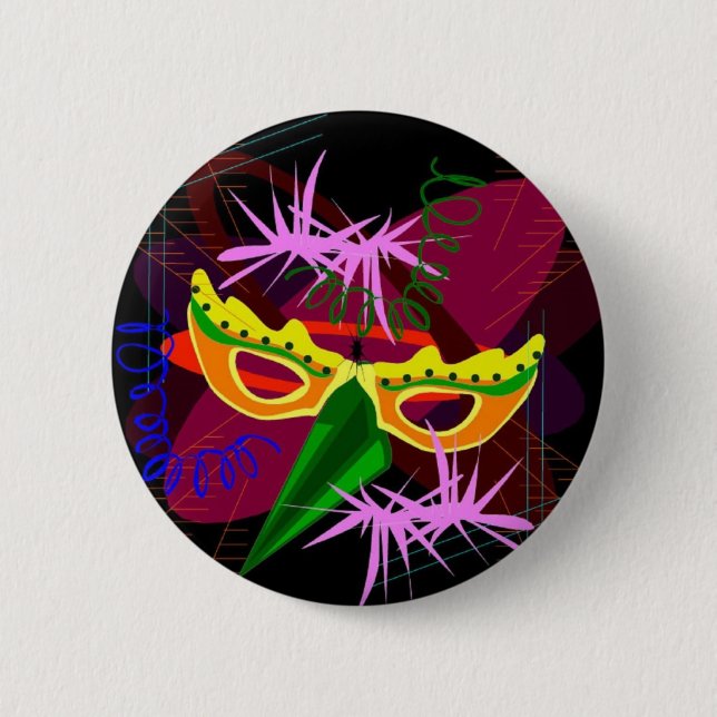 Button,Pin,Brooch-Mardi Gras Pinback Button (Front)