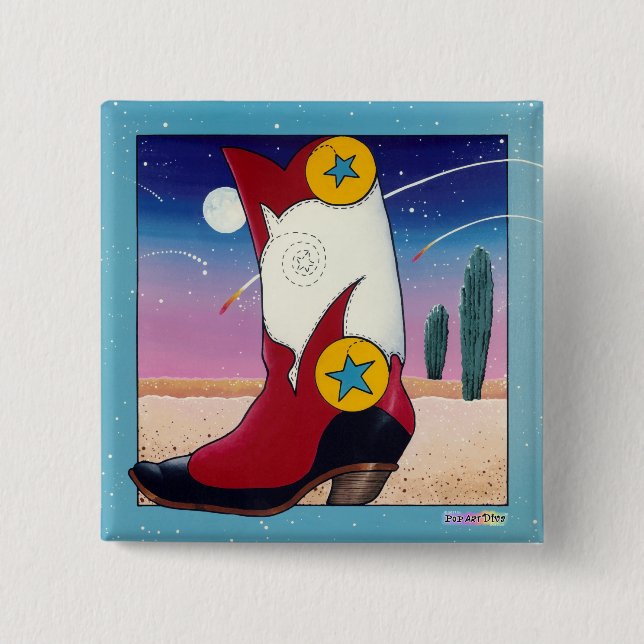 Button Pin - Cowboy Boot, All Dressed Up (Front)