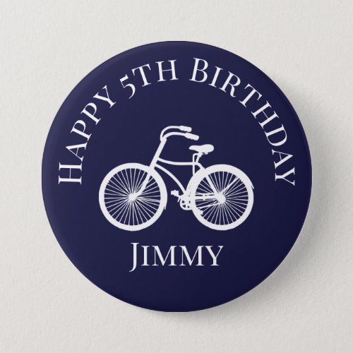 Button Pin Happy xth Birthday Boy Bicycle Blue