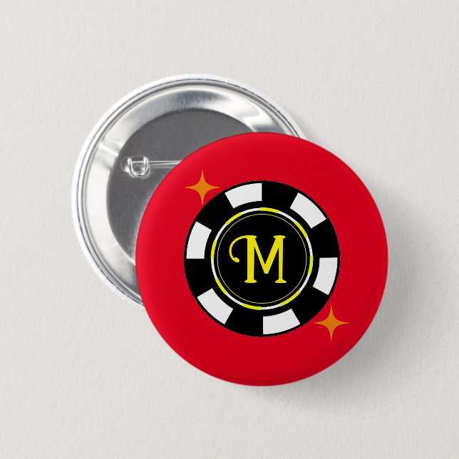 Button - Poker Personalized (add initial) (Front & Back)