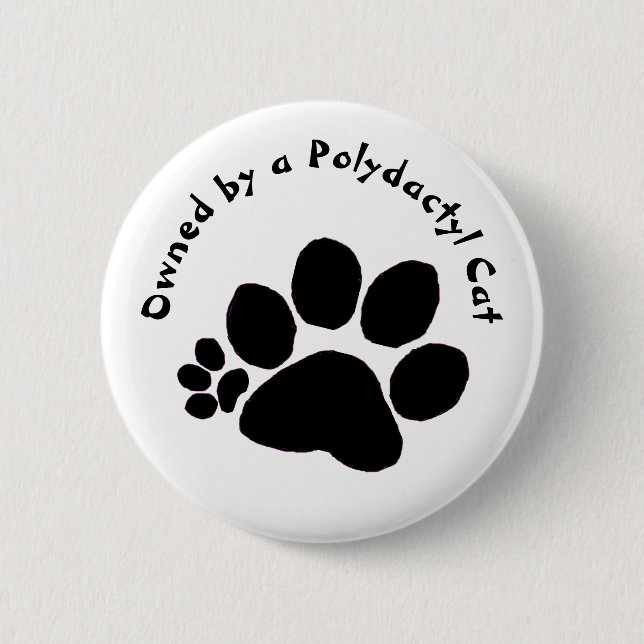 Button - Polydactyl Paw Print (Front)