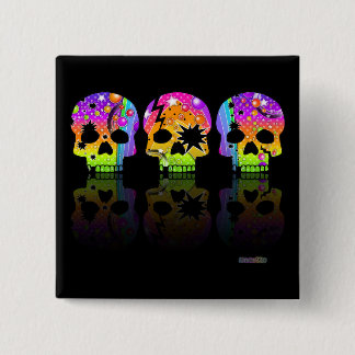 BUTTON - POP ART SKULLS