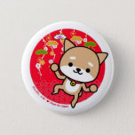 Button - Puppy - Japanese Red at Zazzle