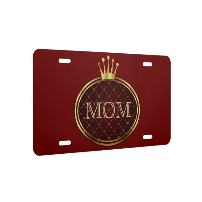 Button RETRO GOLD CROWNS + your monogram License Plate (Right)