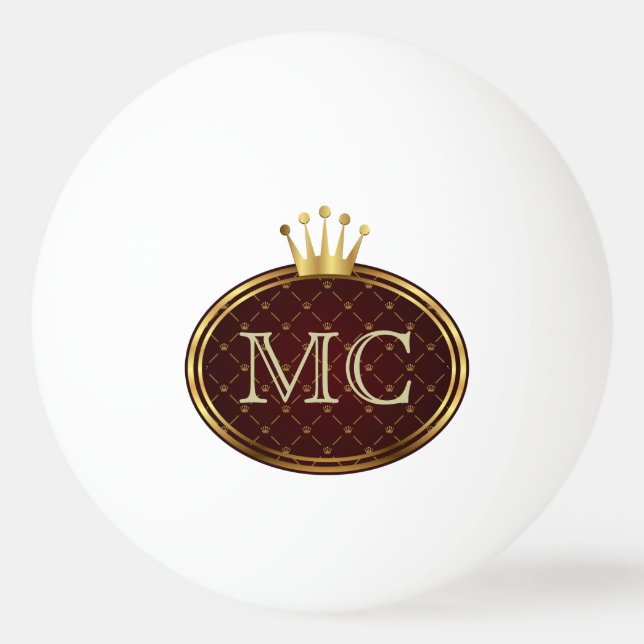 Button RETRO GOLD CROWNS + your monogram Ping-Pong Ball (Back)