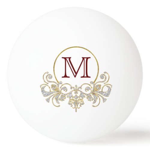 Button RETRO ORNAMENT   your monogram Ping-Pong Ball