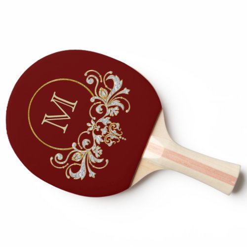 Button RETRO ORNAMENT   your monogram Ping-Pong Paddle