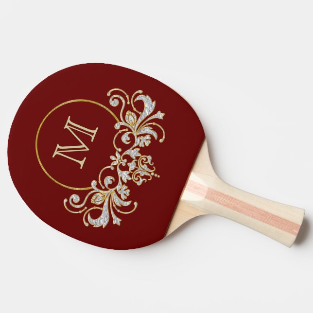 Button RETRO ORNAMENT + your monogram Ping-Pong Paddle (Back Side)