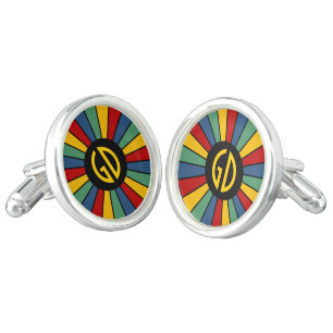 BUTTON ROUND RAYS I + your monogram Cufflinks