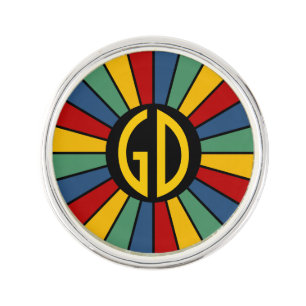 BUTTON ROUND RAYS I + your monogram Pin