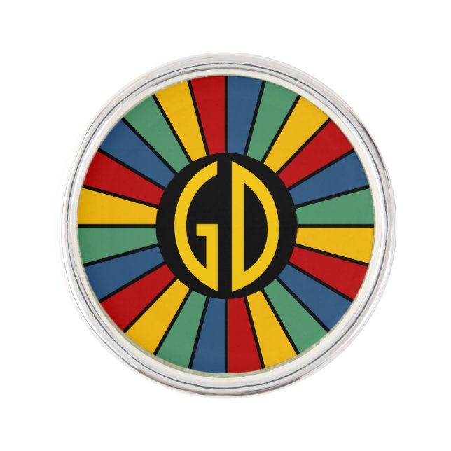 BUTTON ROUND RAYS I + your monogram Pin (Front)