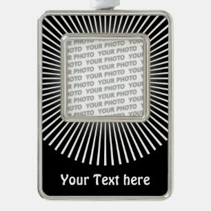 BUTTON ROUND RAYS white + your photo & text Ornament