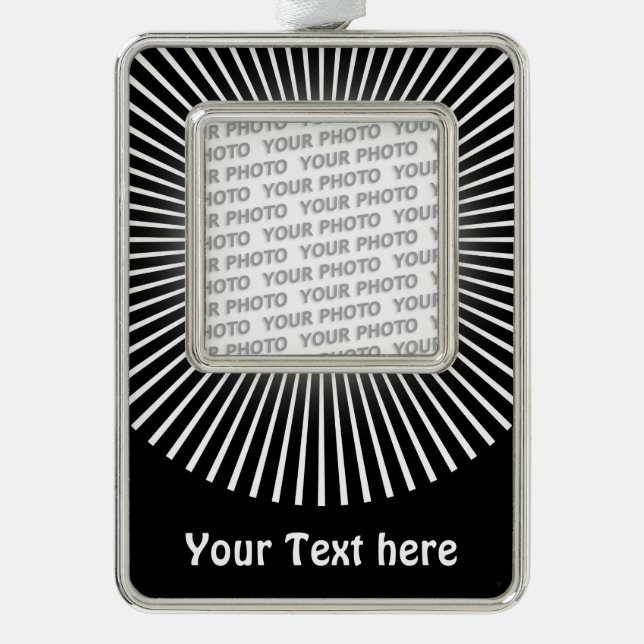 BUTTON ROUND RAYS white + your photo & text Ornament (Front)