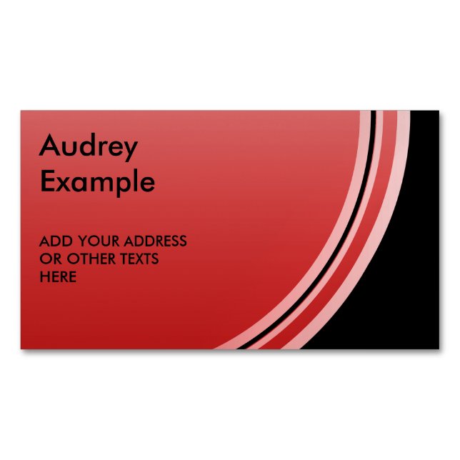 Button round red gradients + your backg. & text business card magnet (Front)