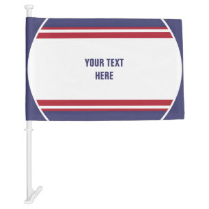 BUTTON ROUND stripes blue red white + your idea Car Flag