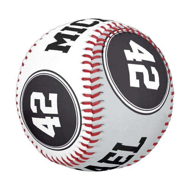 BUTTON ROUND stripes grey black white + your text Baseball (Angled)
