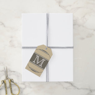 BUTTON ROUND stripes sand stone + your text Gift Tags