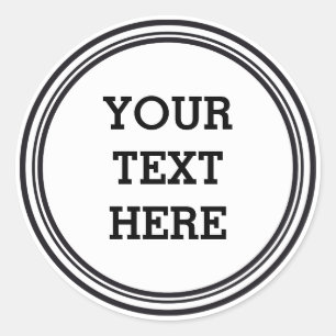BUTTON ROUND white & black + your text Classic Round Sticker